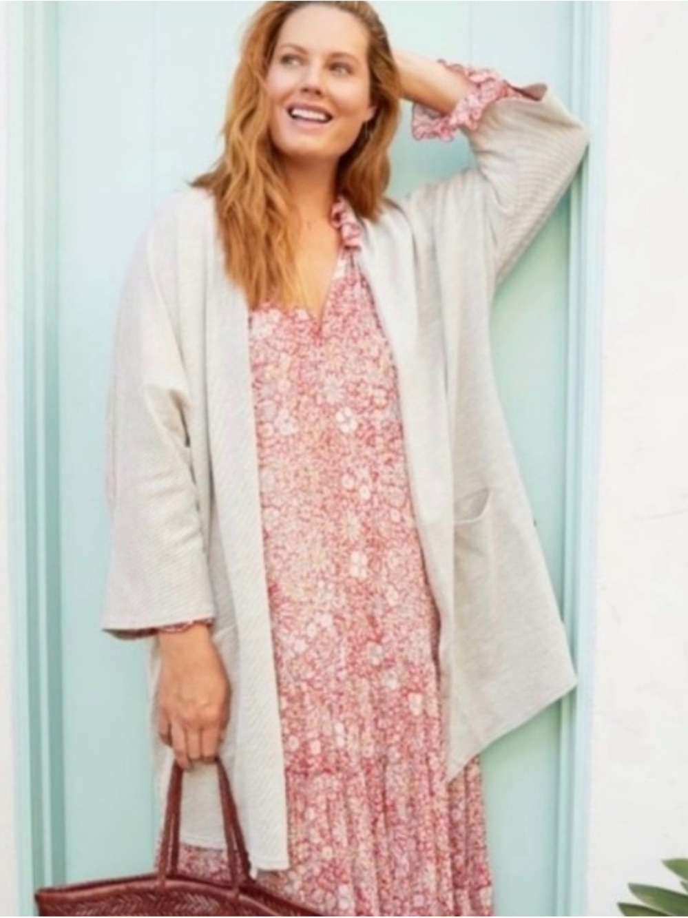 Anthropologie DONNI Light Gray Open Front Cardigan - One Size